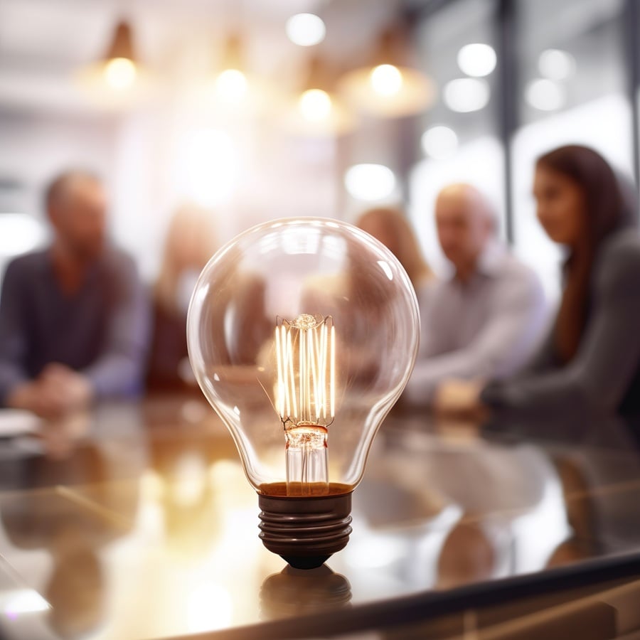 Lightbulb In A Business Meeting Lightbulb In A Business Meeting